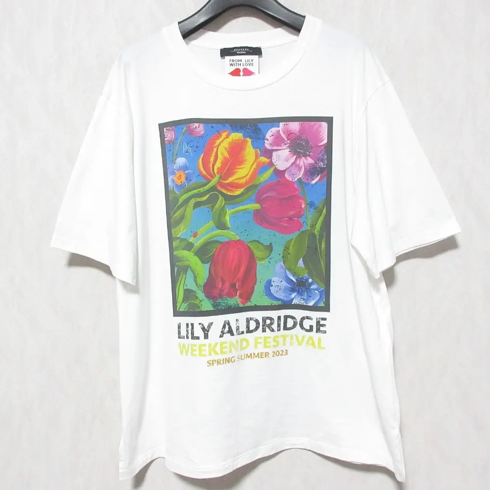 23SS WEEKEND MAX MARA ウィークエンドマックスマーラ リリーオルドリッジ コラボ プリント 半袖 Tシャツ カットソー L ホワイト
