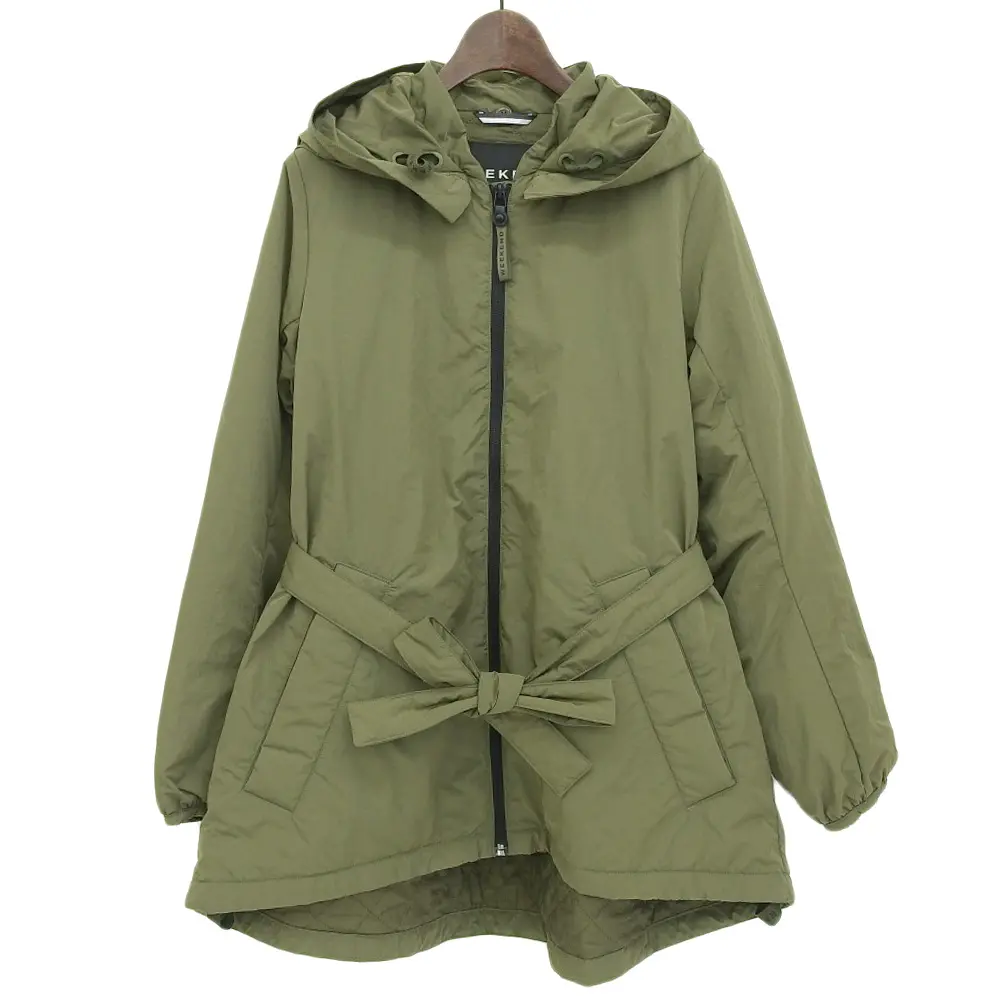 Weekend Max Mara ウィークエンドマックスマーラ 裏地キルティング フード付き ベルテッド ジャケット 40 カーキ