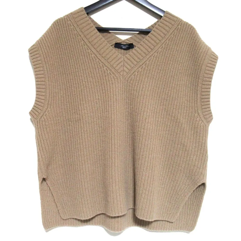 23AW Weekend Max Mara マックスマーラ ウィークエンド ALA バージンウール Vネック ケーブルニット ベスト XSサイズ ベージュ