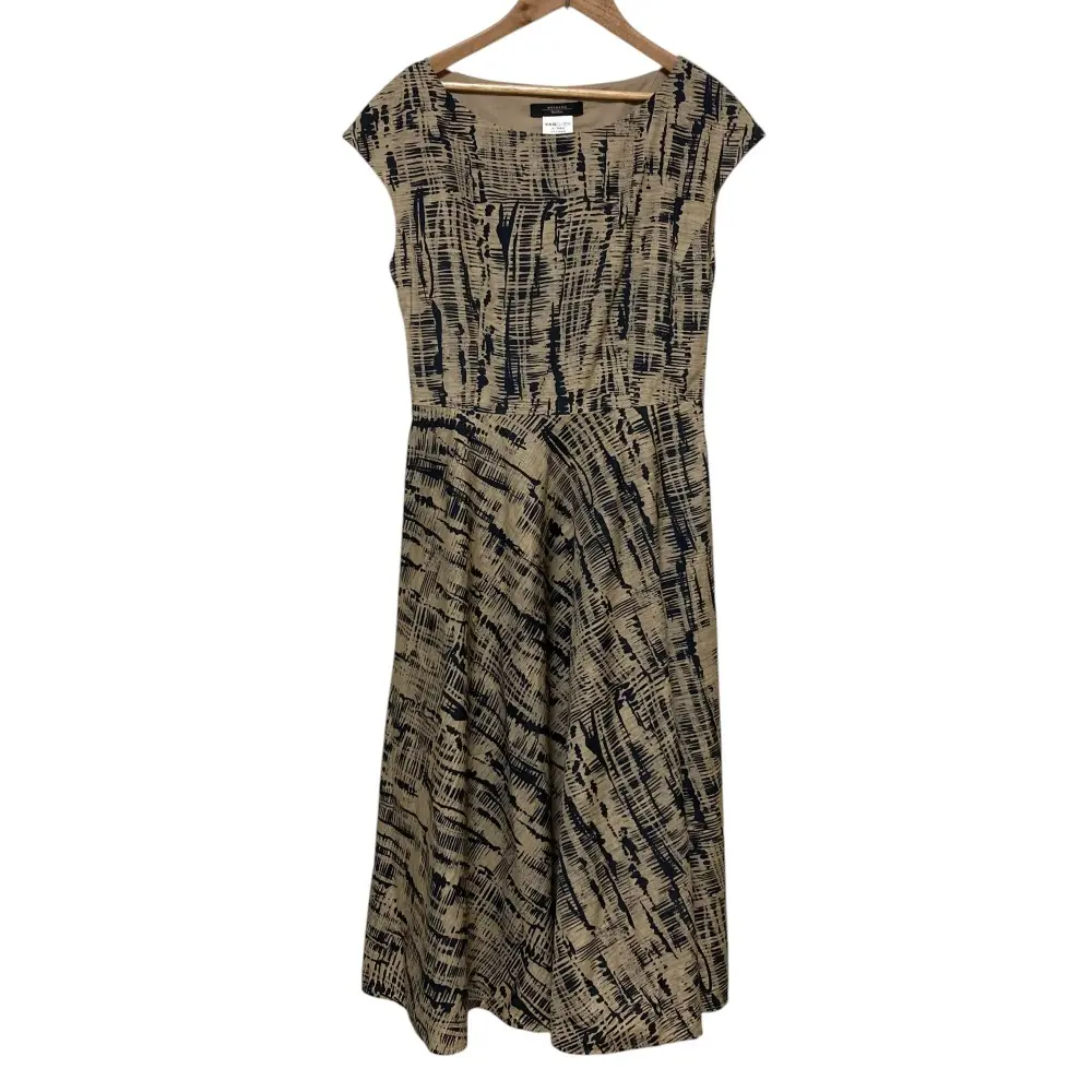 Weekend Max Mara マックスマーラウィークエンド 総柄 ノースリーブ ロングワンピース サイズ38 ライトモカ ブラック