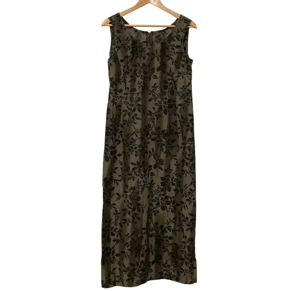 WEEKEND Max Mara ウィークエンドマックスマーラ リーフプリント ノースリーブ ロングワンピース 42 カーキ