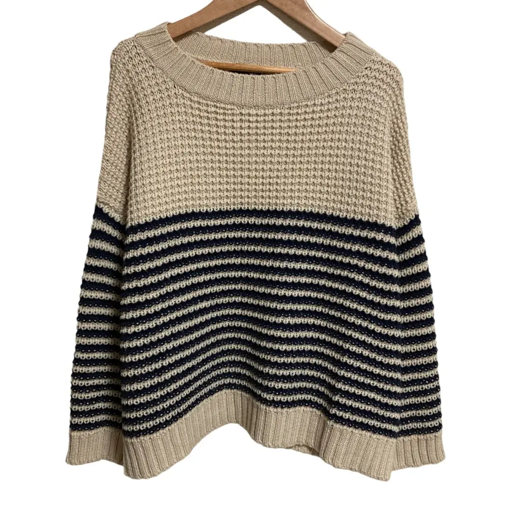 Weekend Max Mara ウィークエンドマックスマーラ ボーダー ワッフルニット プルオーバー セーター Sサイズ ベージュ ネイビー