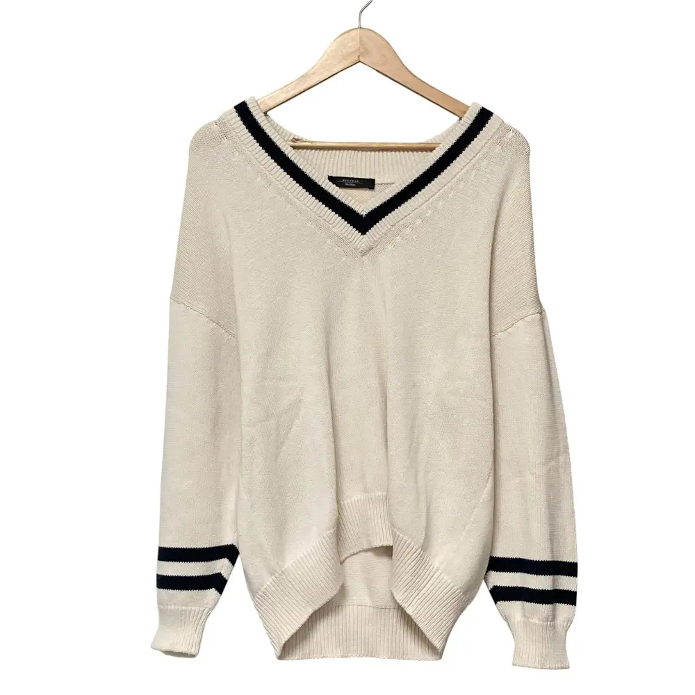 WEEKEND Max Mara ウィークエンドマックスマーラ ビックシルエット Vネック チルデンニット セーター M オフホワイト