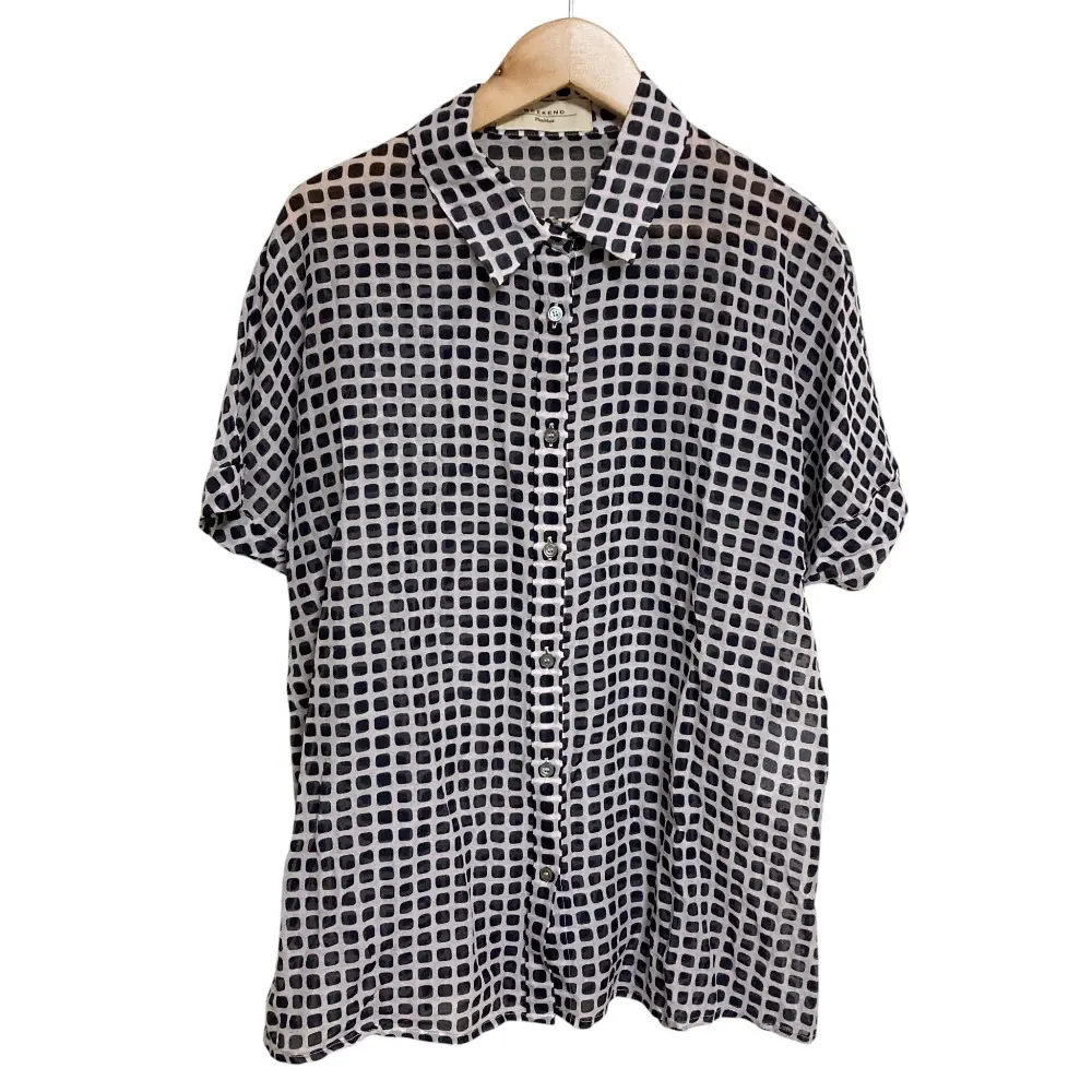 Max Mara Weekend マックスマーラウィークエンド 総柄 ショートスリーブシャツ L ネイビー ホワイト
