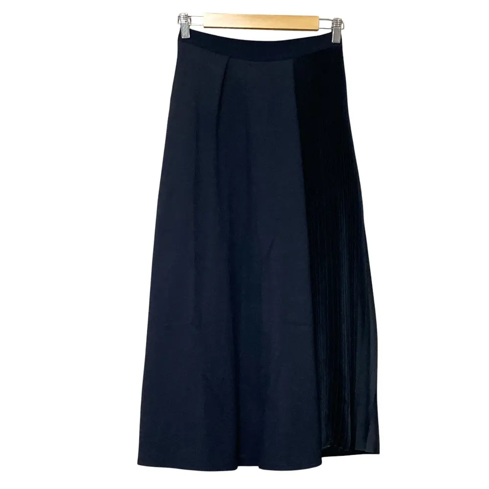 WEEKEND Max Mara ウィークエンドマックスマーラ プリーツ切替 ロングスカート XS ネイビー