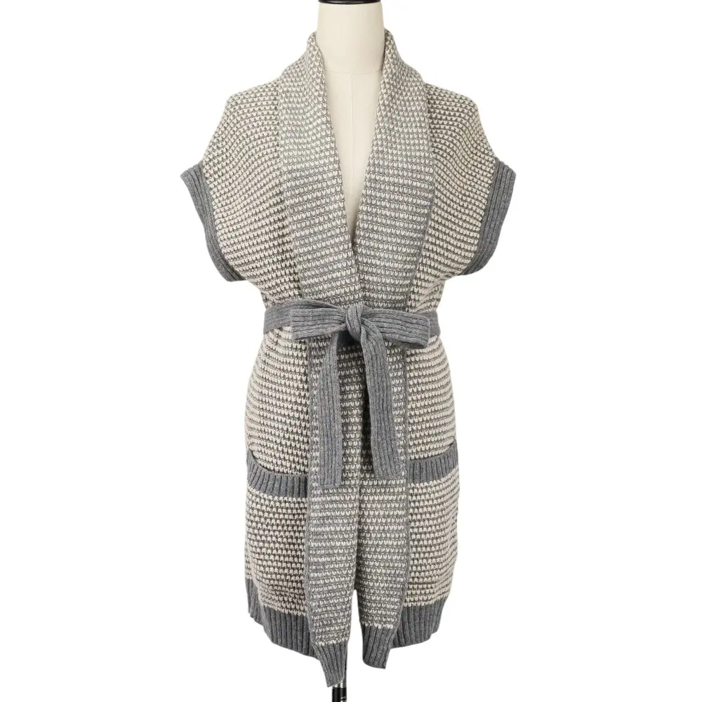 Weekend Max Mara マックスマーラ ウィークエンド ウール ロング ニット コート L ホワイト グレー