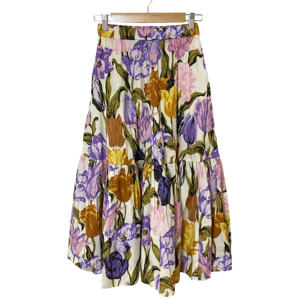 Weekend Max Mara ウィークエンドマックスマーラ フラワープリント イージー ロング ティアードスカート マルチカラー 