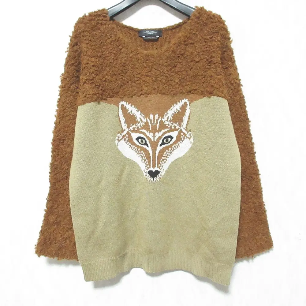 Weekend Max Mara ウィークエンドマックスマーラ アルパカブレンド キツネ柄 ニット セーター M ブラウン ベージュ