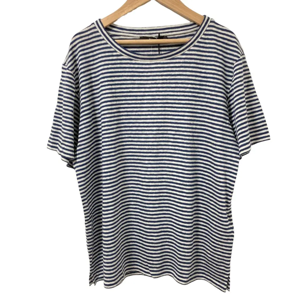 26SS Max Mara Weekend マックスマーラ ウィークエンド WKBPEL ボーダー 半袖 リネンカットソー M ネイビー ホワイト