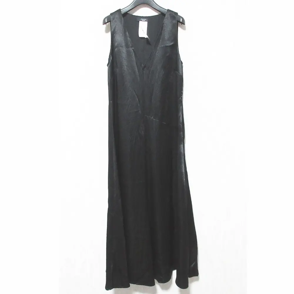 25SS Weekend Max Mara ウィークエンドマックスマーラ Vネック ノースリーブ サテンドレス ワンピース 40 ブラック