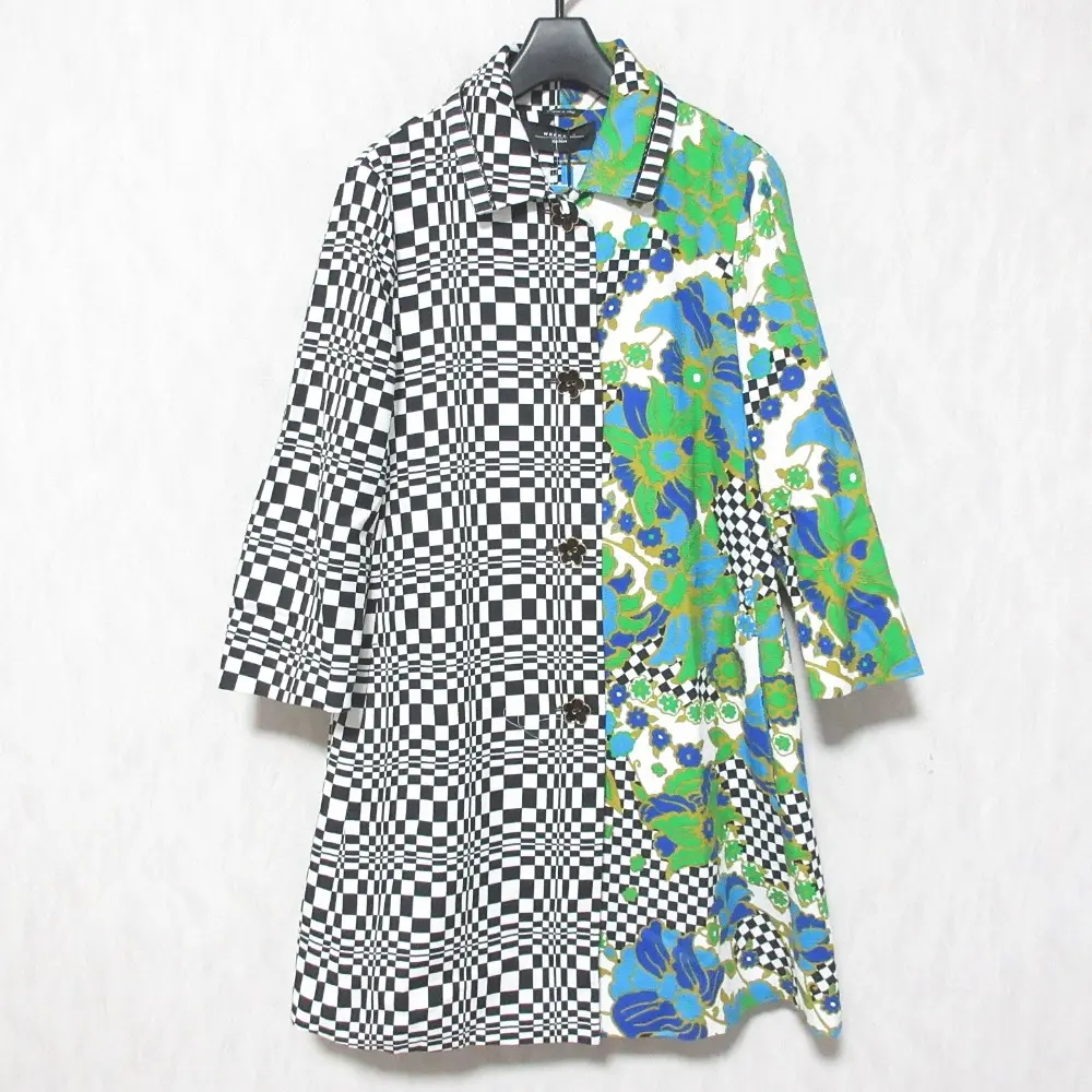 Weekend Max Mara ウィークエンドマックスマーラ Family Affair チェック フラワーパターン ステンカラーコート 36 マルチカラー