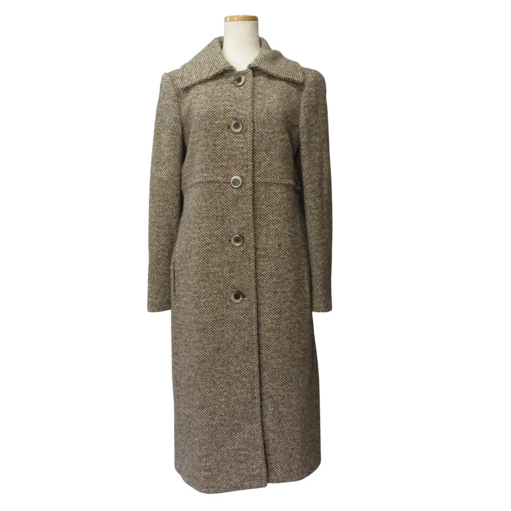 WEEKEND MAX MARA ウィークエンドマックスマーラ ウール ツイード ロングコート 42 ブラウン ベージュ
