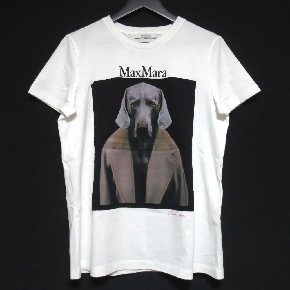 Max Mara マックスマーラ 2022年表参道限定モデル ウィリアムウェグマン ドッグフォトプリント 半袖 Tシャツ M ホワイト