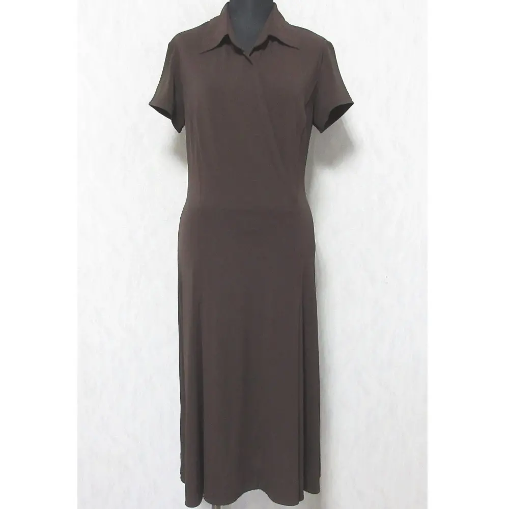 Max Mara マックスマーラ ストレッチ 半袖 ショートスリーブ ロング丈 カシュクールワンピース ドレス 40 ブラウン