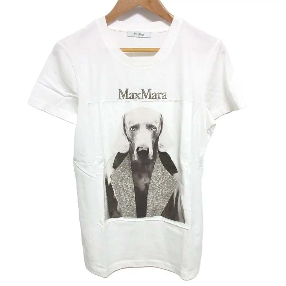 Max Mara マックスマーラ MMDOG ピュアコットン 半袖 ジャージー クルーネック Tシャツ カットソー 19460323 S ホワイト