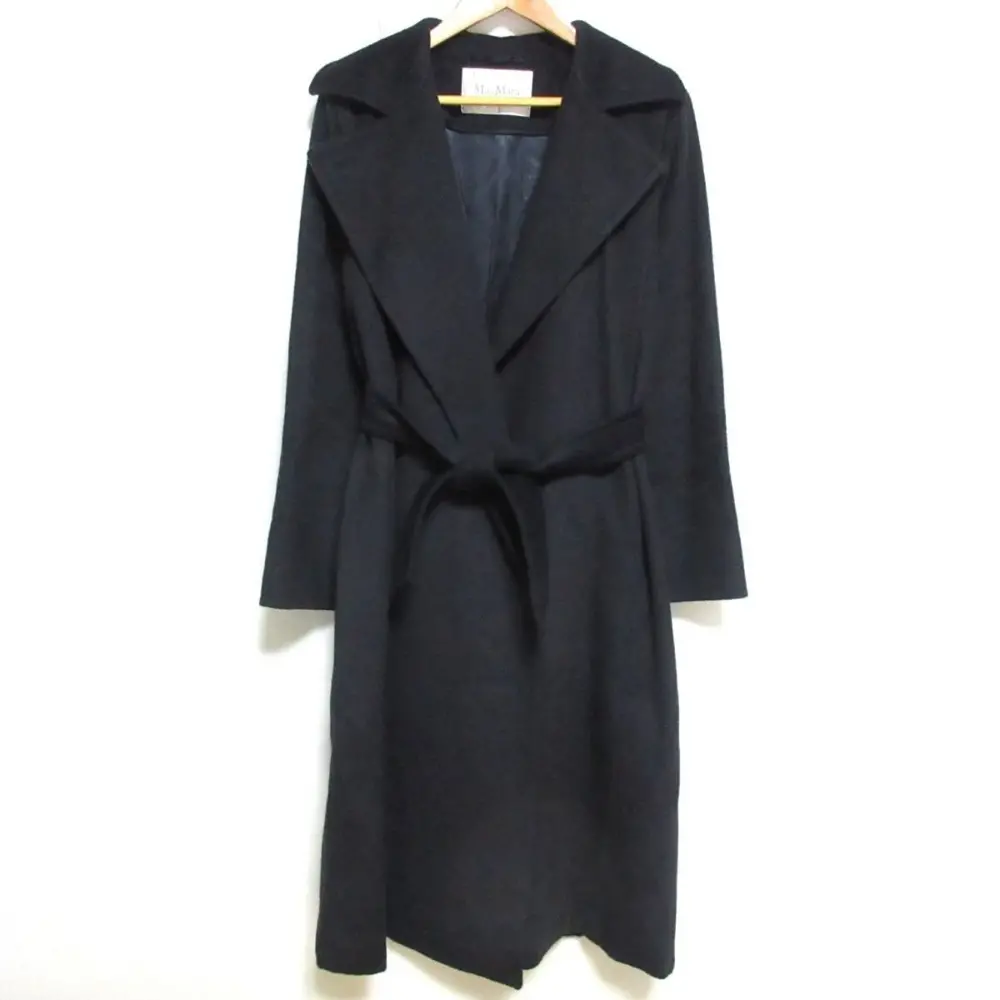 21AW Max Mara マックスマーラ MANUELA マニュエラ キャメル100％ ベルテッド ラップ アイコンコート 101614136 38 ネイビー