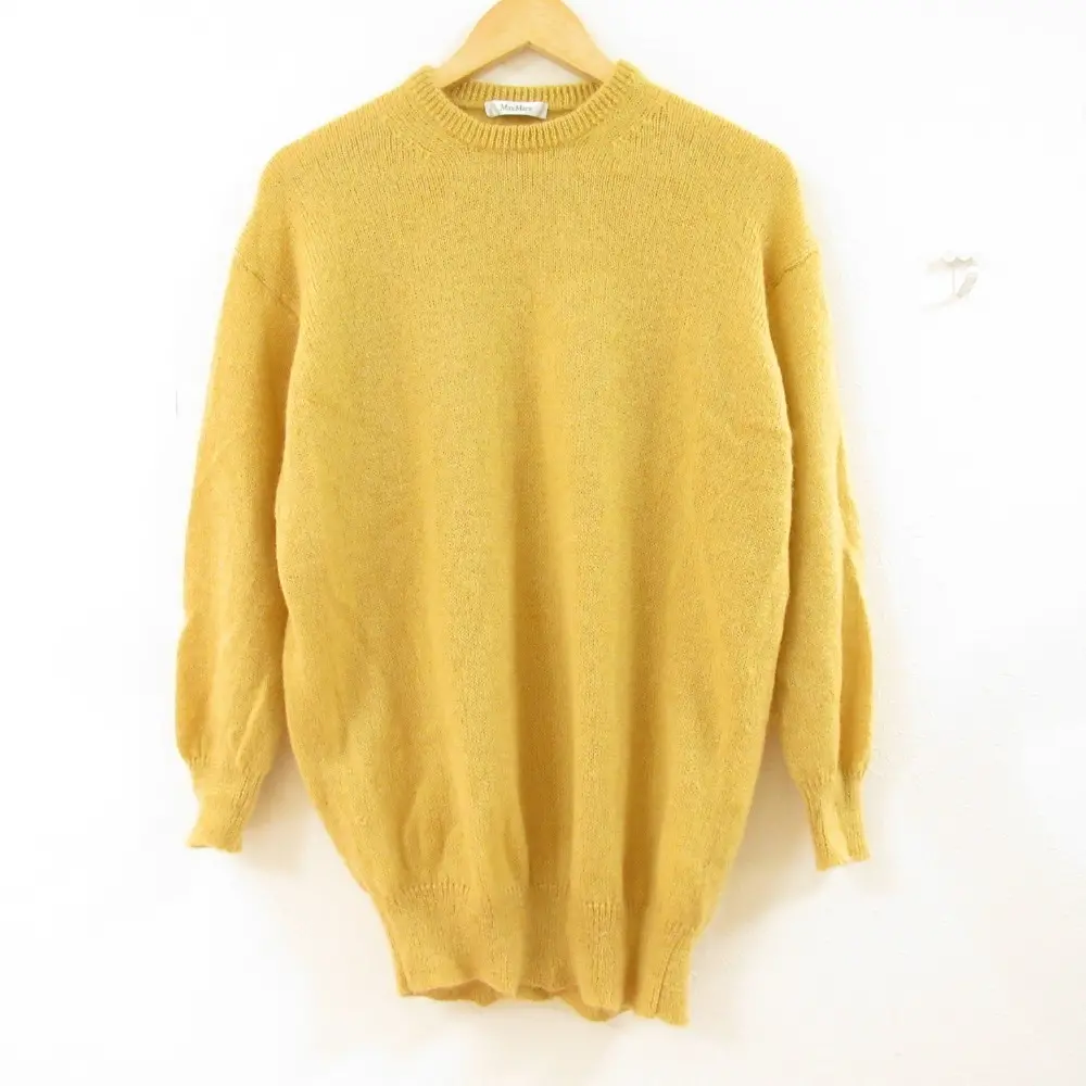 Max Mara マックスマーラ 長袖 クルーネック プルオーバー モヘアニット セーター チュニック S イエロー