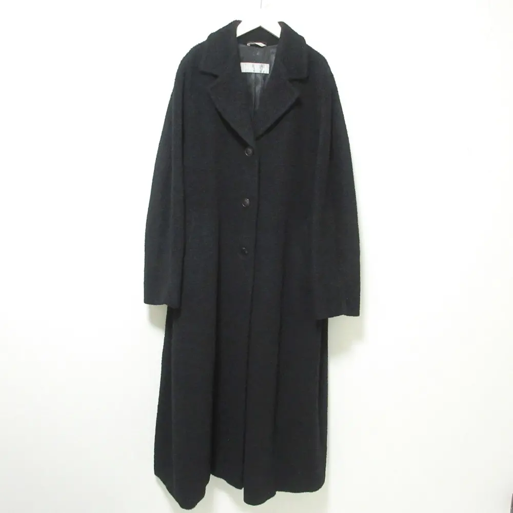 Max Mara マックスマーラ モヘヤ アルパカブレンド ロングコート チェスターコート 44 ブラック