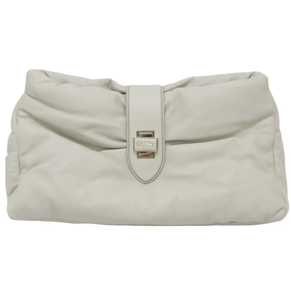 Max Mara マックスマーラ Medium Cuddle Bag レザー 2way クラッチバッグ ショルダーバッグ ホワイト