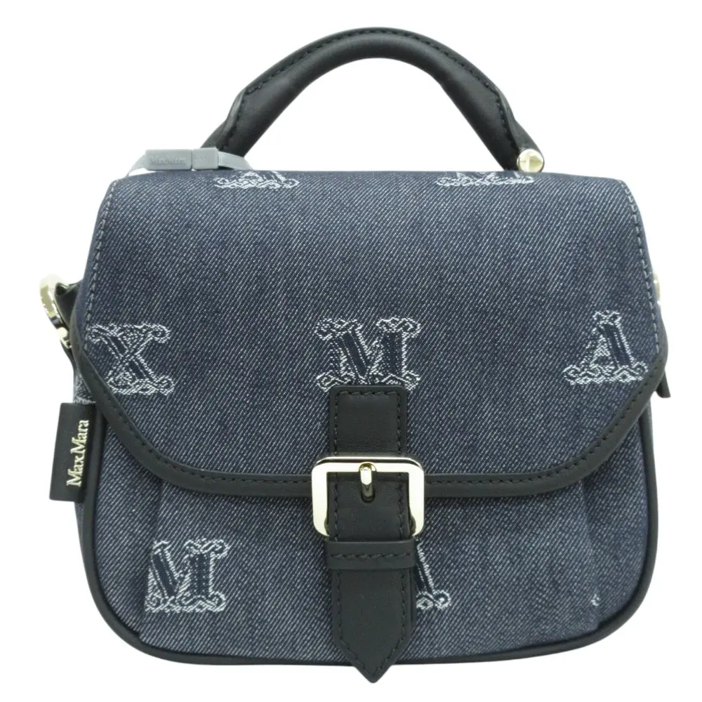 22SS Max Mara マックスマーラ Gram グラム ジャガード レザー 2WAY ショルダーバッグ ハンドバッグ ネイビー ブラック