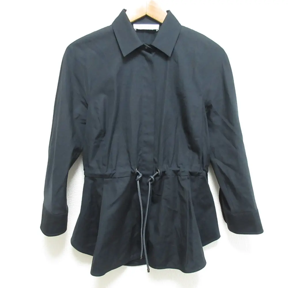 MAX MARA マックスマーラ ドロスト 長袖 ペプラム ブラウス シャツ ネイビー