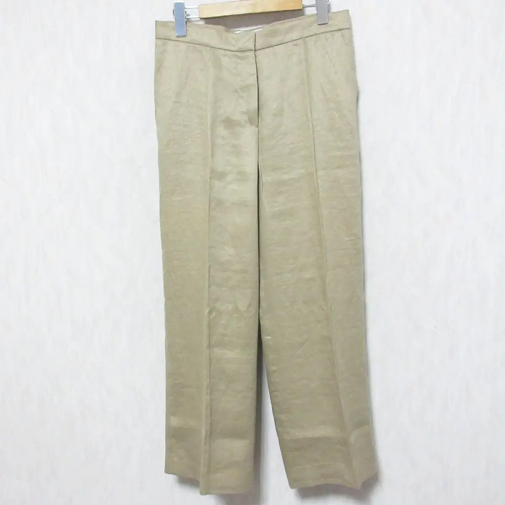 Max Mara マックスマーラ リネン100％ ストレート ワイドパンツ スラックス 42 ベージュ