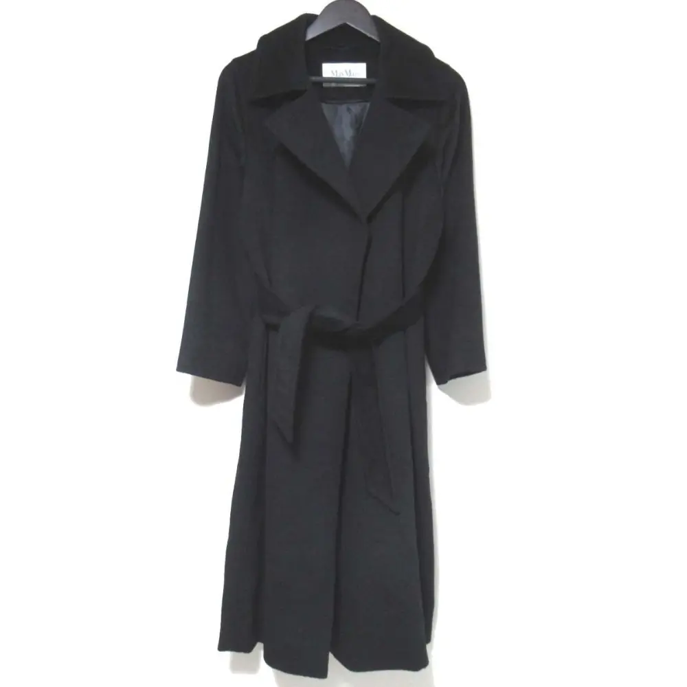 Max Mara マックスマーラ キャメル100% ベルテッド ロングコート 10163783 F40サイズ ブラック