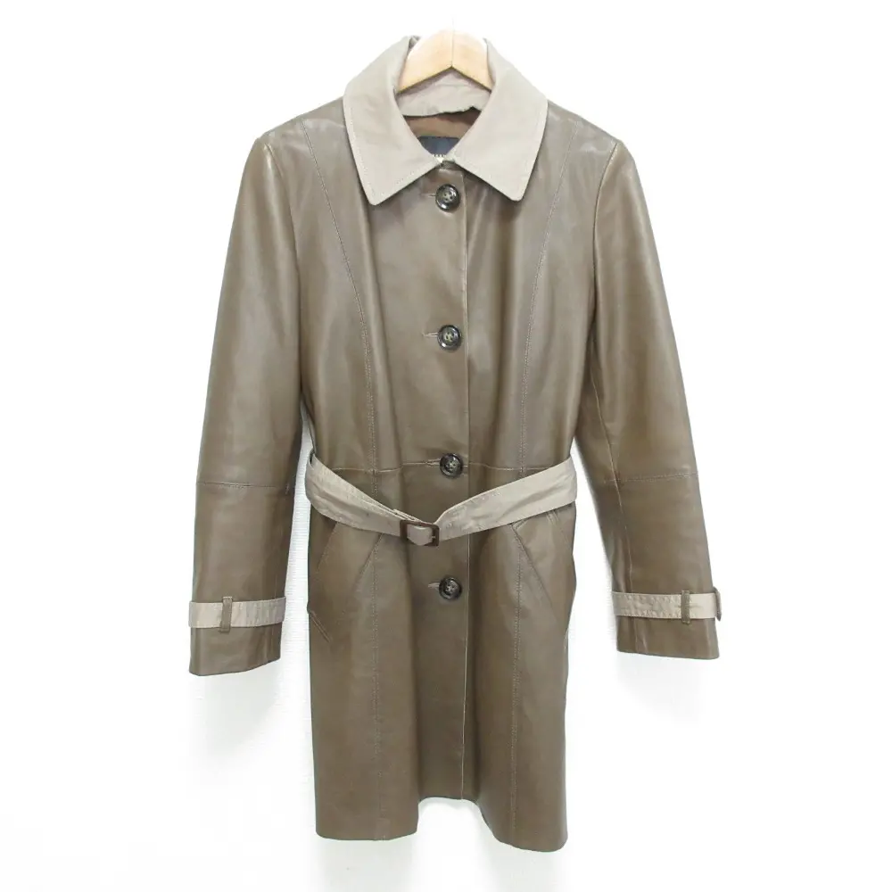 Max Mara  Weekend マックスマーラ ウィークエンド レザーコンビ ベルテッド トレンチコート サイズ40 ブラウン