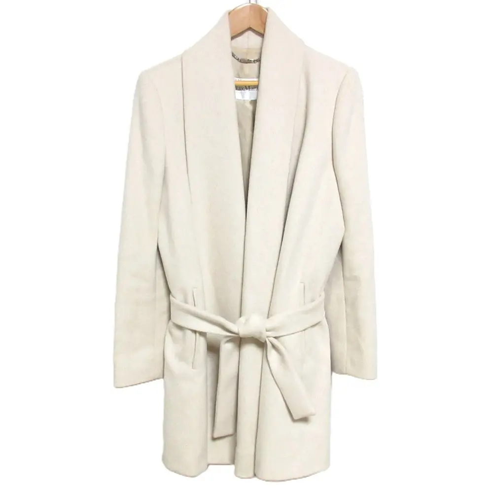 Max Mara マックスマーラ キャメル×アンゴラ×ウール ベルテッド コート 38 アイボリー