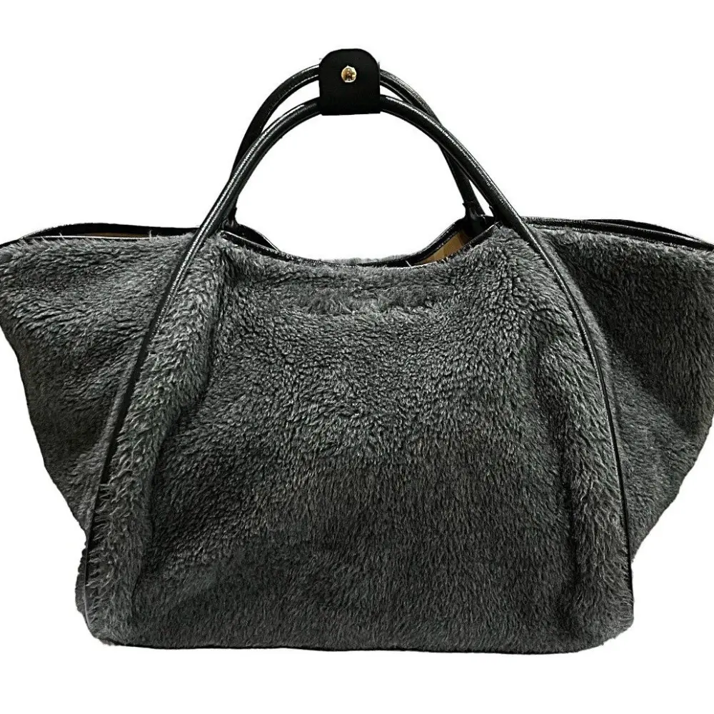 MAX MARA マックスマーラ TMARIN マリン テディベア ショッピングバッグ ハンドバッグ グレー×ブラック