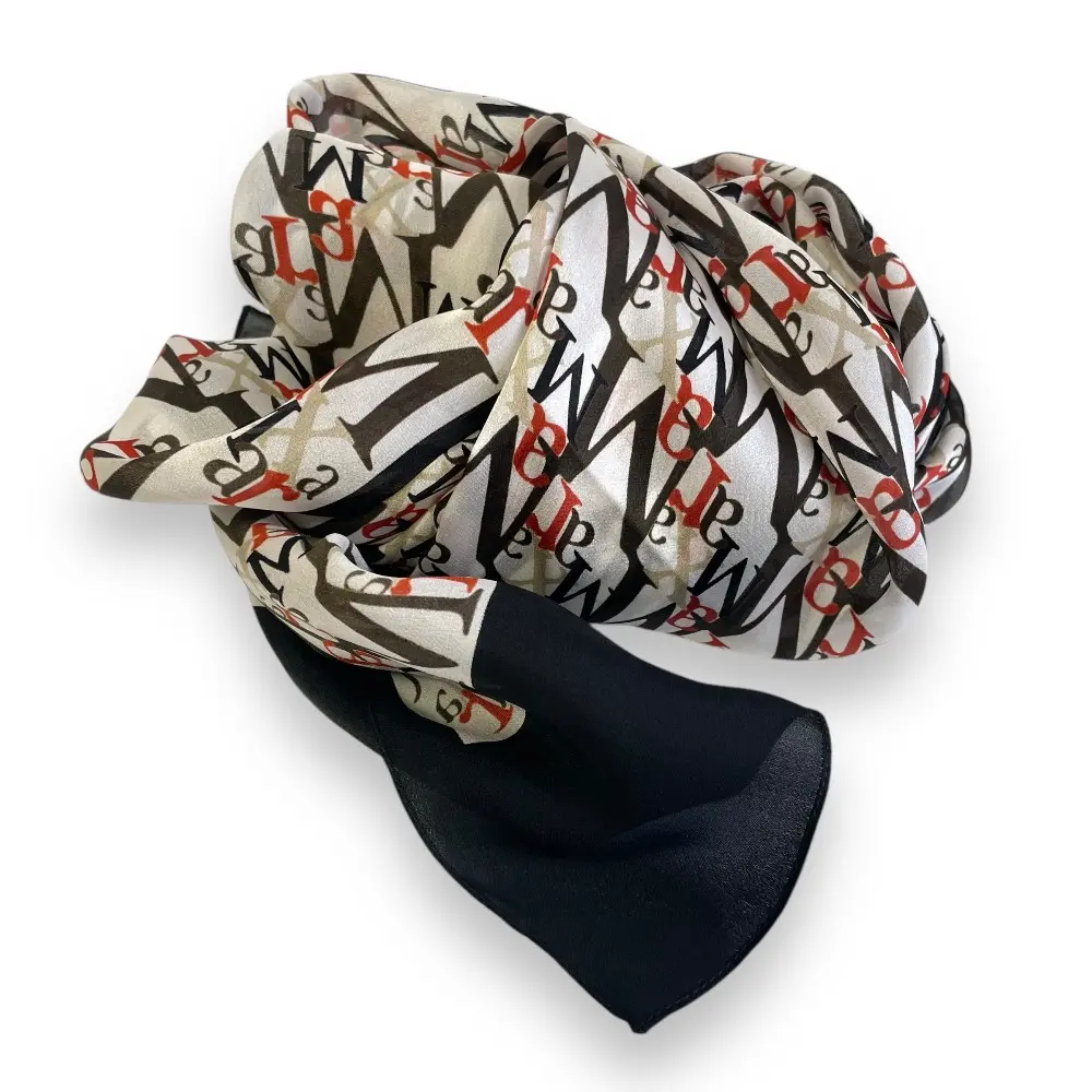 Max Mara マックスマーラ ロゴ モノグラム柄 シルク100％ 大判 ストール スカーフ マルチカラー