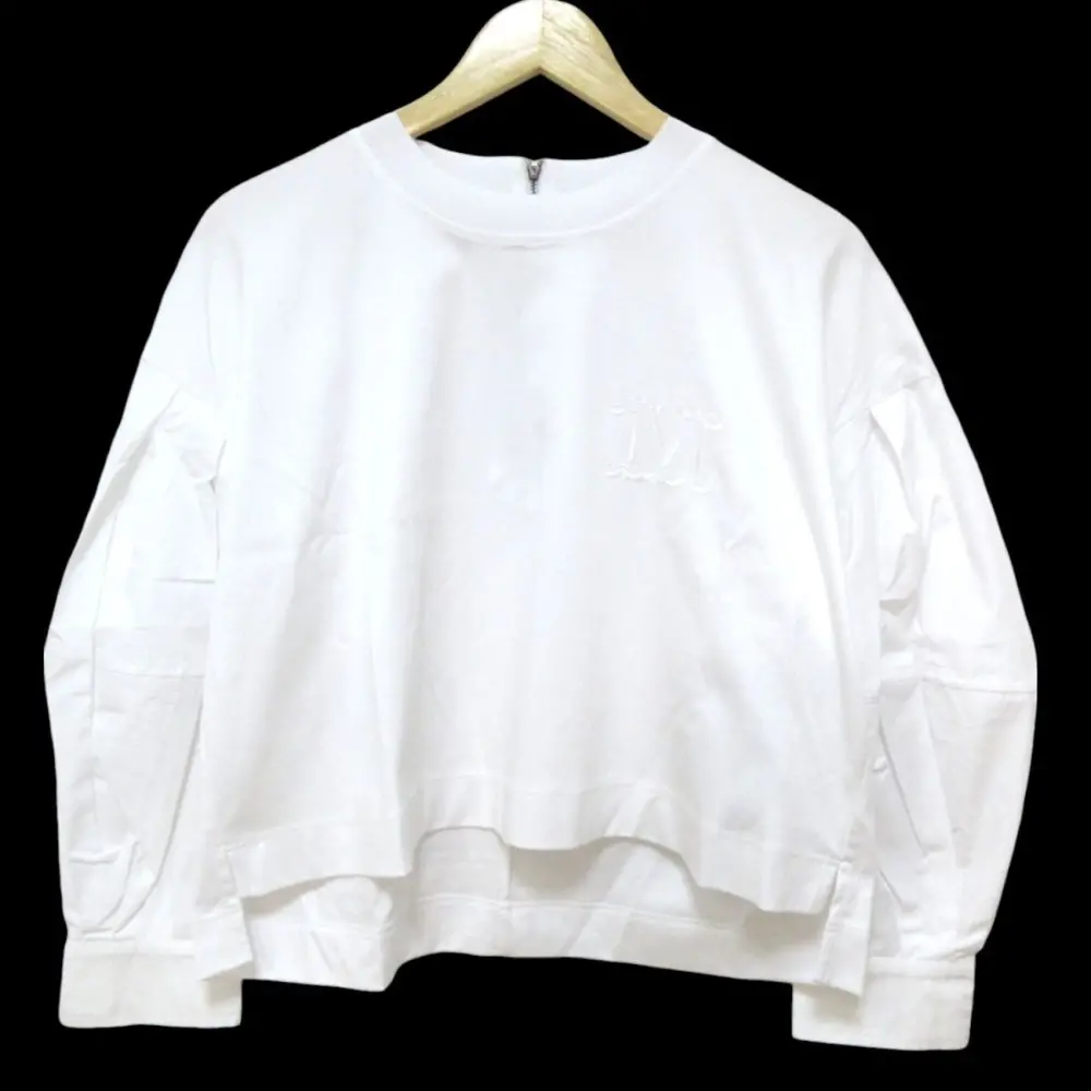 24SS Max Mara マックスマーラ DOLLY ドリー コットン ポプリン ジャージー 長袖 Tシャツ カットソー 2411941012 M ホワイト