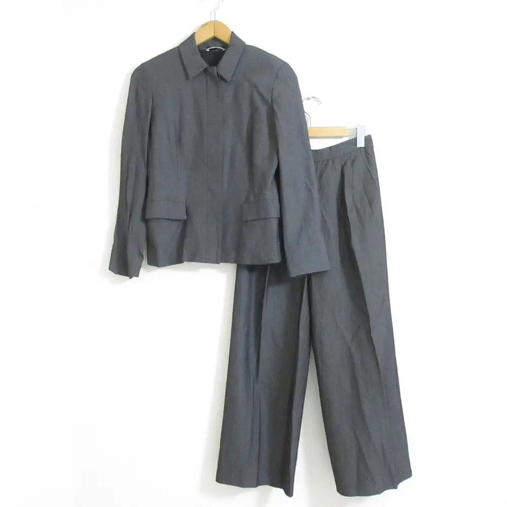 Max Mara マックスマーラ モヘヤブレンド シングルジャケット＋ワイドパンツ スラックス スーツ セットアップ 38 グレー