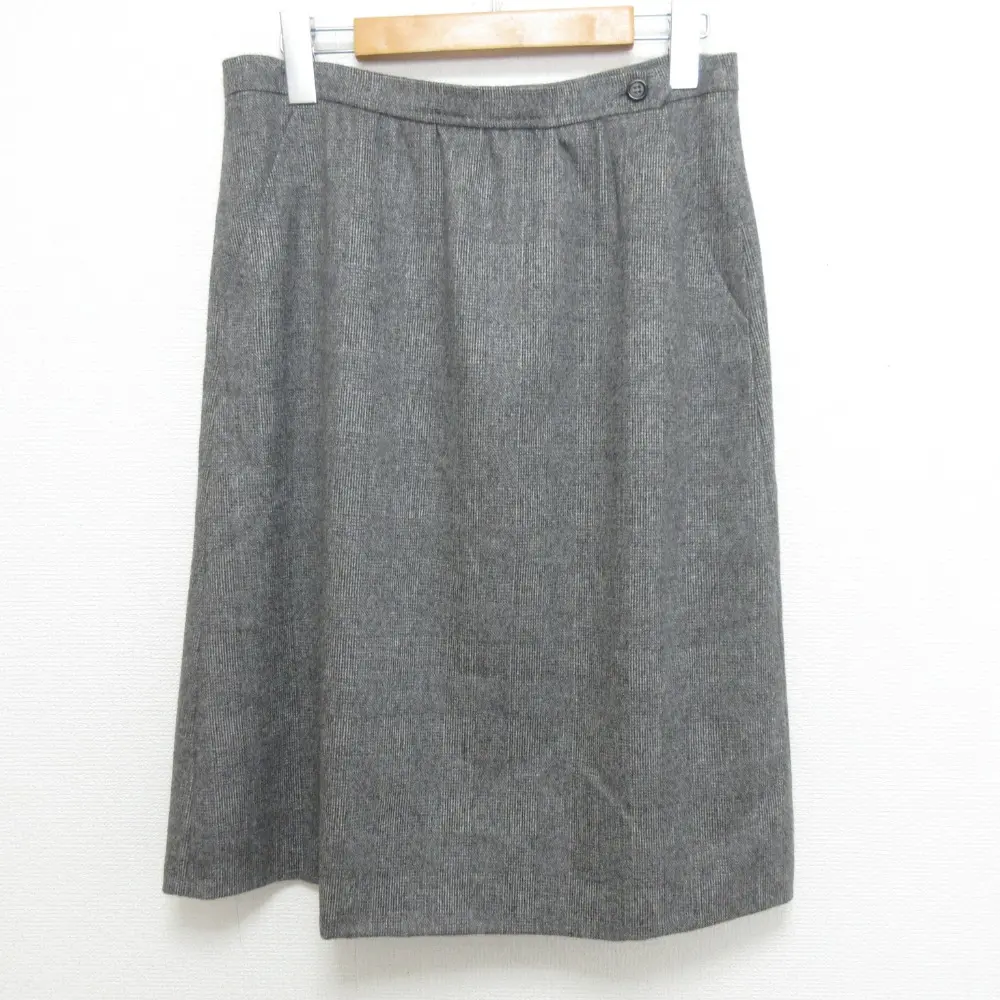 Max Mara マックスマーラ アンゴラブレンド グレンチェック ひざ丈 ミディ丈 セミフレア スカート サイズ42 グレー