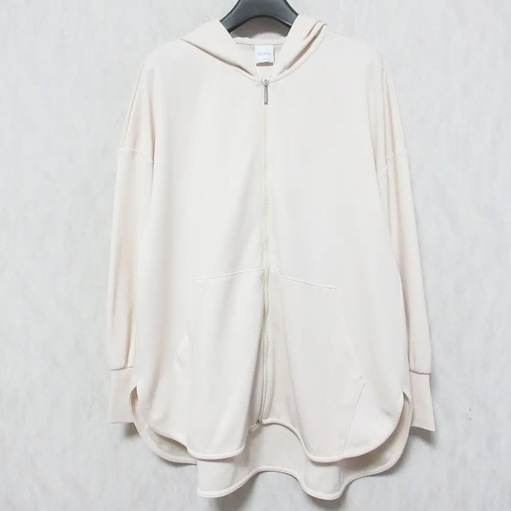 Max Mara LEISURE マックスマーラレジャー ラウンドヘム オーバーサイズ ジップアップ パーカー フーディー XS ピンク