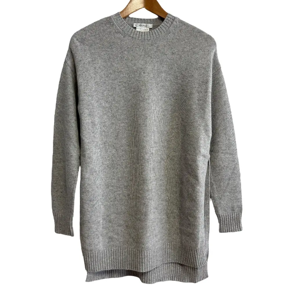 Max Mara マックスマーラ カシミヤブレンド サイドスリット 長袖 ニット セーター S グレー