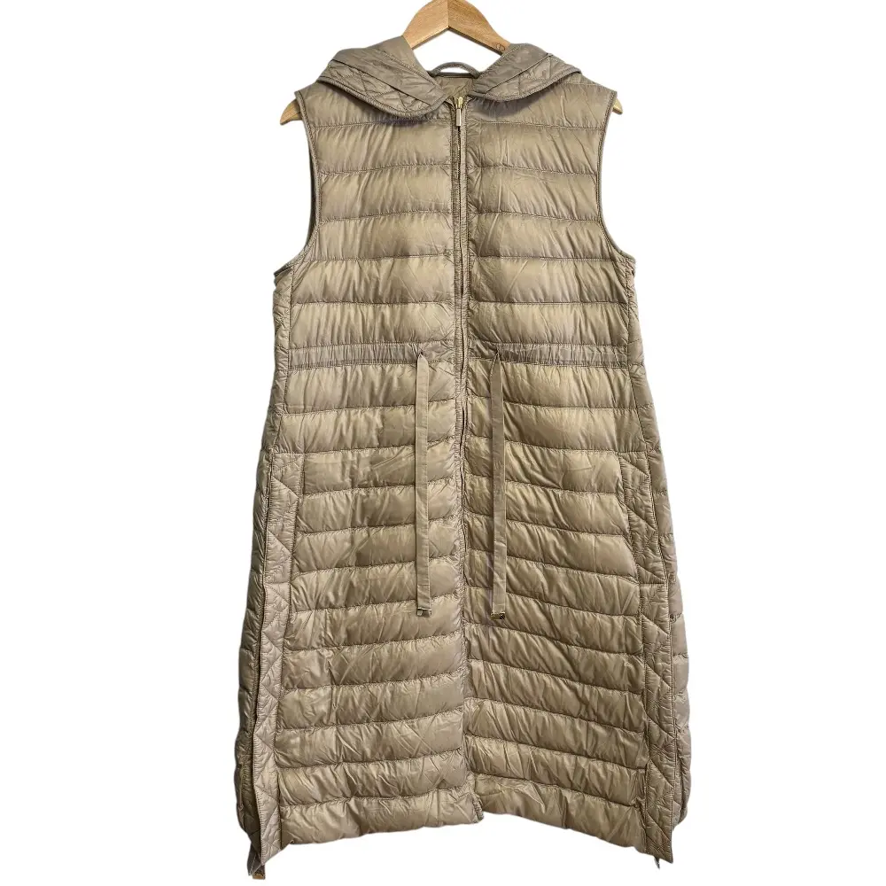 Max Mara The Cube マックスマーラ ザキューブ ロングダウンベスト ジレ ノースリーブ フーデッドコート 42 ベージュ
