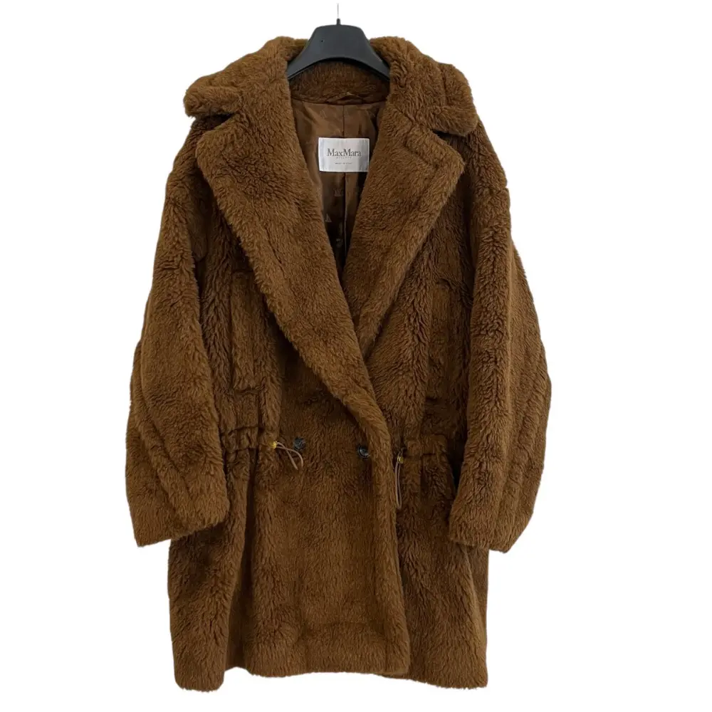 22AW Max Mara マックスマーラ SFILATA アルパカ ウール シルク テディベア ハーフコート 101611266 M ブラウン