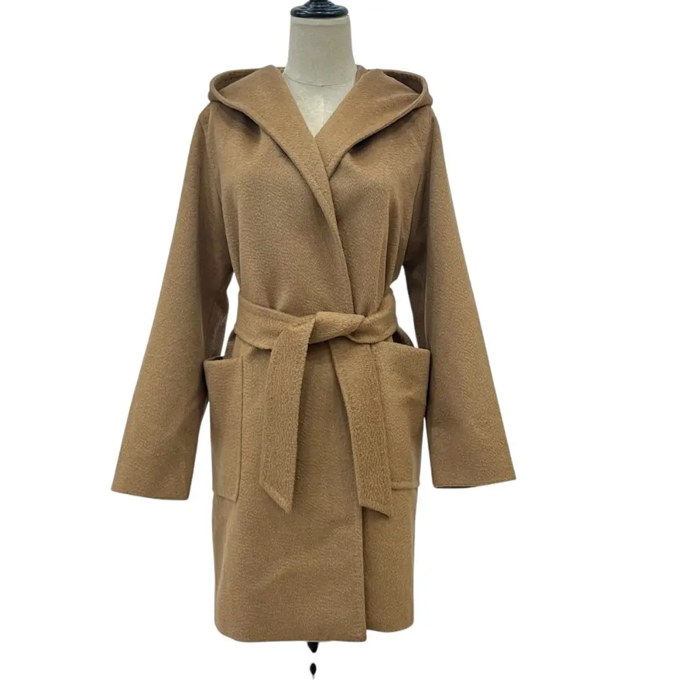 22AW MAX MARA マックスマーラ リアルト ピュアキャメル フーデッドコート ガウン ラップコート 101613236 ブラウン系