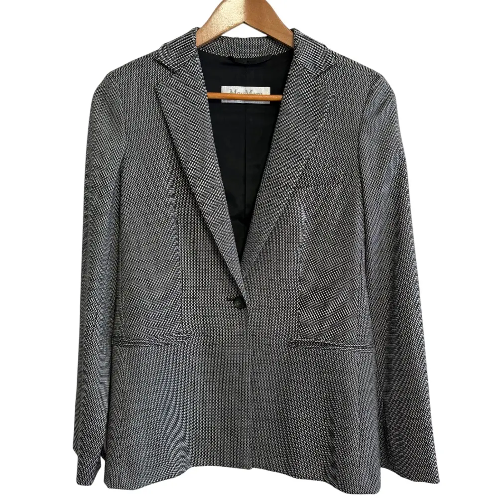 MaxMara マックスマーラ シルクブレンド ストレッチ 1B シングル テーラードジャケット 36 グレー