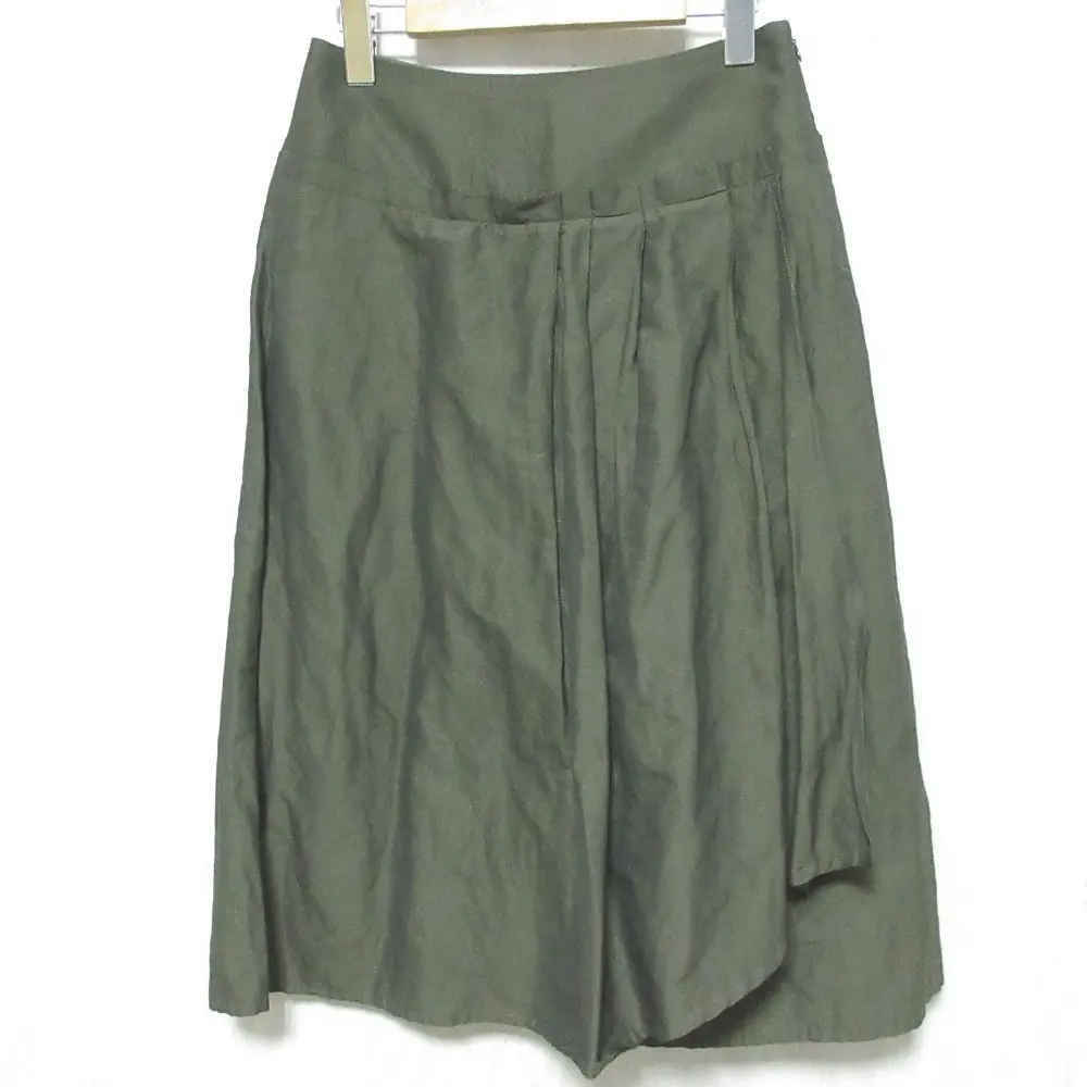 MAX MARA マックスマーラ ラメ ミディ丈 ミモレ丈 ラップデザインスカート 36 カーキ