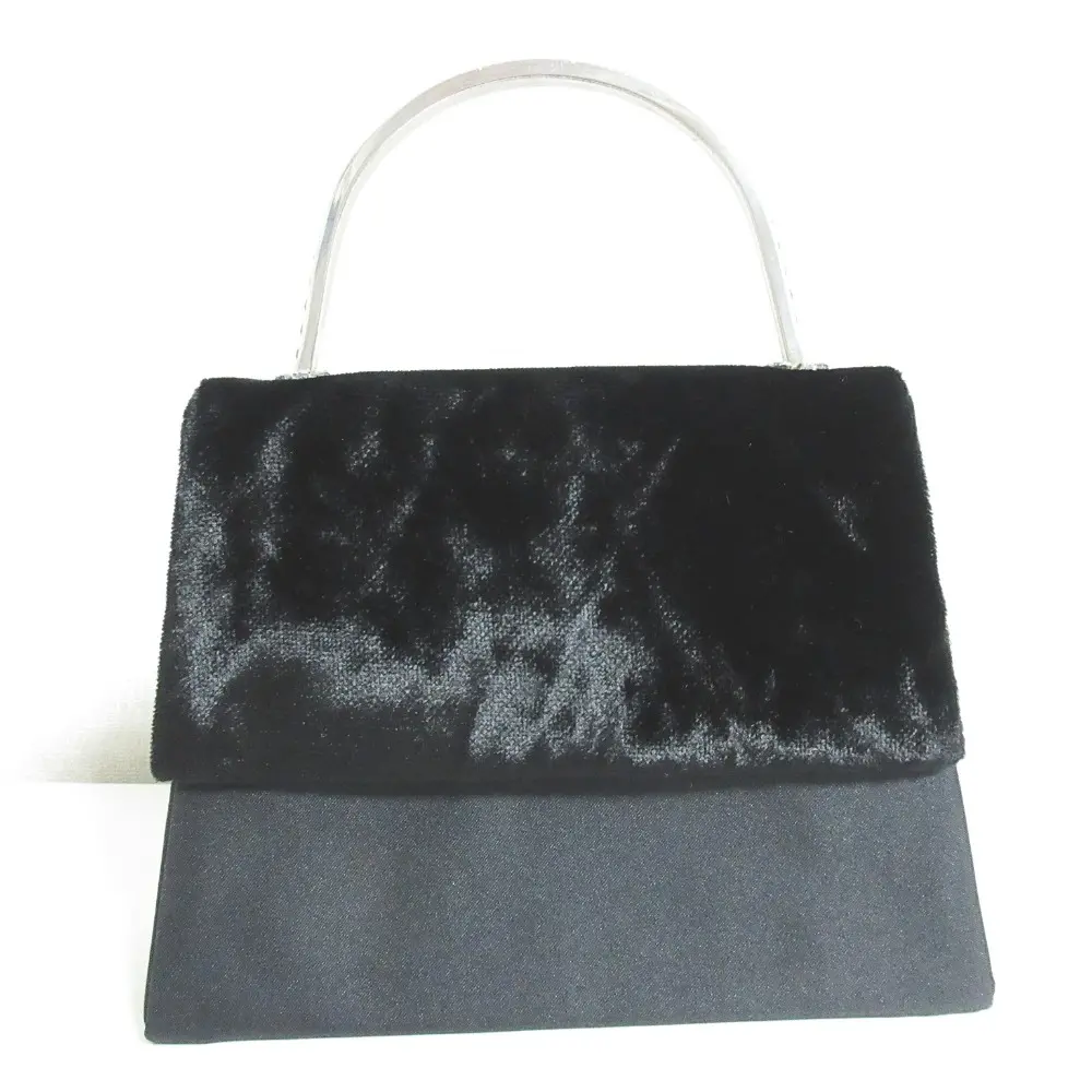 Pianoforte di Max Mara ピアノフォルテ マックスマーラ ベロア ビジューハンドル パーティーバッグ ミニハンドバッグ ブラック