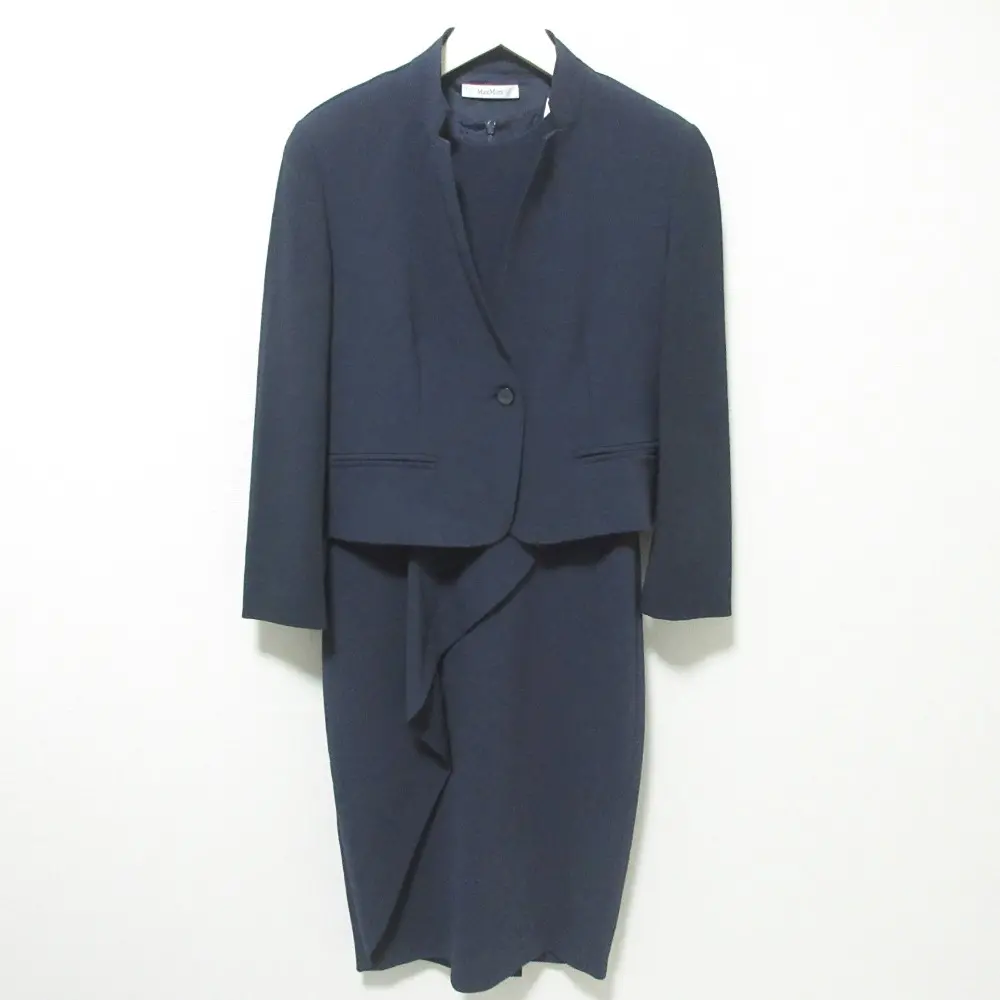 Max Mara マックスマーラ シングルジャケット ノースリーブワンピース スーツ セットアップ アンサンブル M 40 ネイビー
