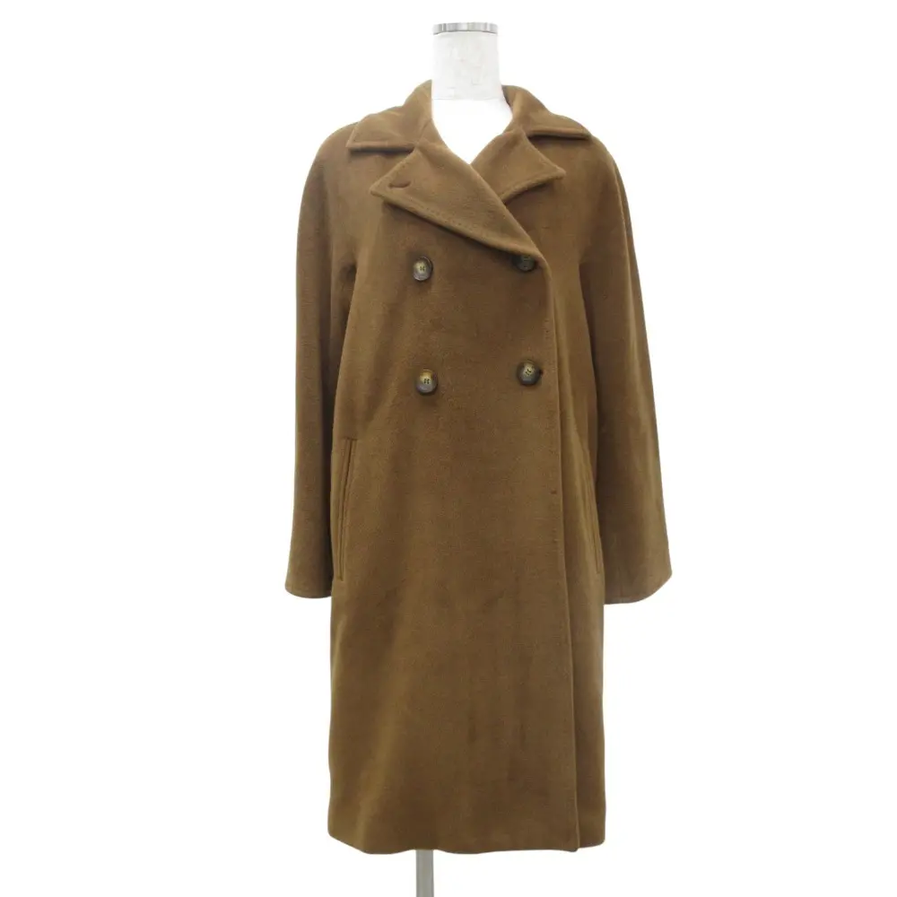 Max Mara マックスマーラ ウール カシミヤブレンド ダブルブレスト コート 36 ブラウン