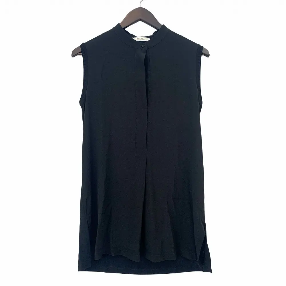 Max Mara マックスマーラ シルク100％ ノースリーブ チュニック プルオーバー ブラウス サイズS ブラック