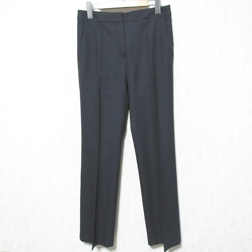 Max Mara マックスマーラ シルクブレンド ストレッチ センタープレス スラックス パンツ 38 ダークネイビー