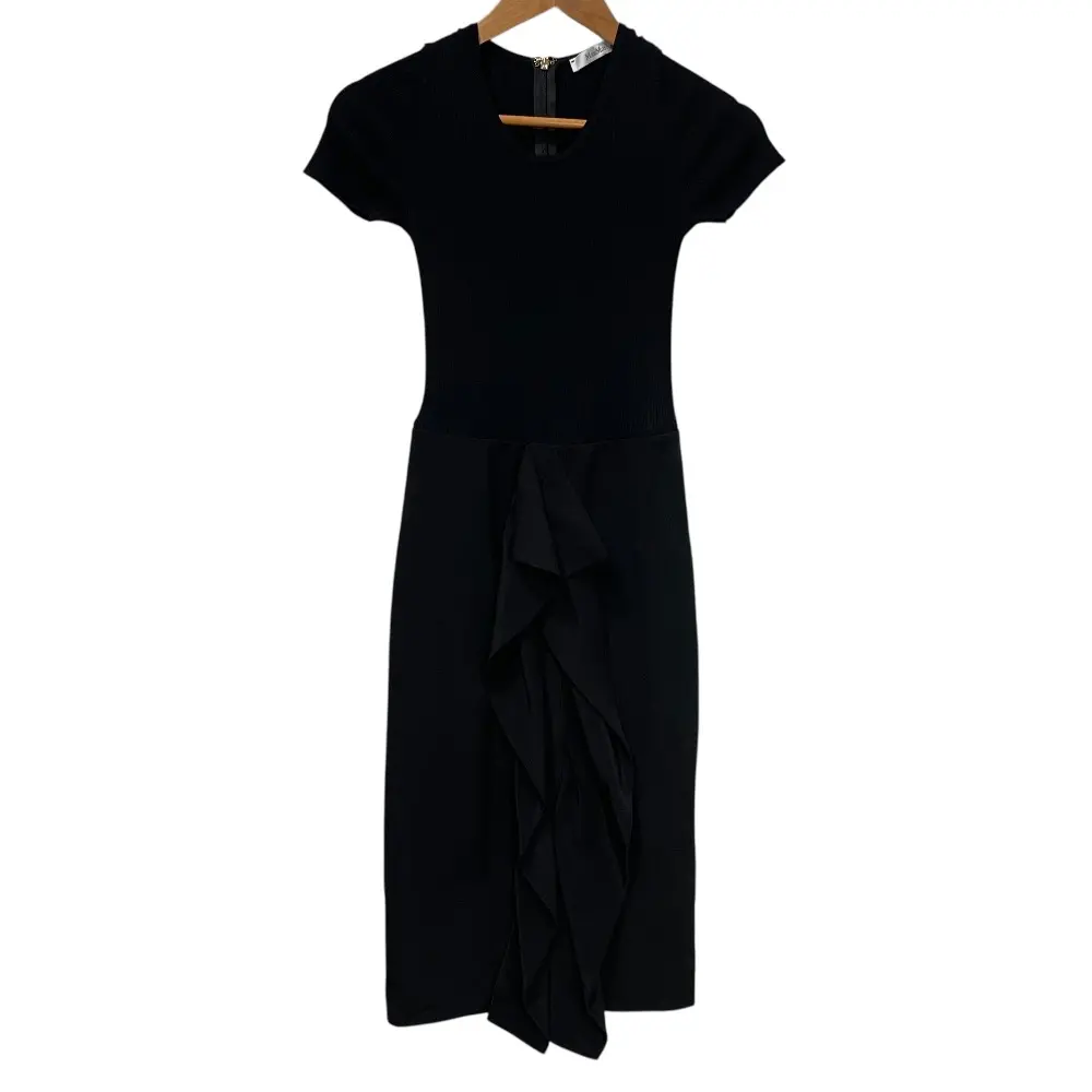 MaxMara マックスマーラ 半袖 リブニット切替 タイトワンピース 36 ブラック
