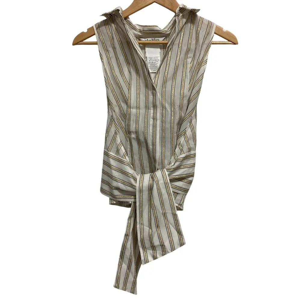 Max Mara マックスマーラ ストライプ ノースリーブブラウス I40 ホワイト