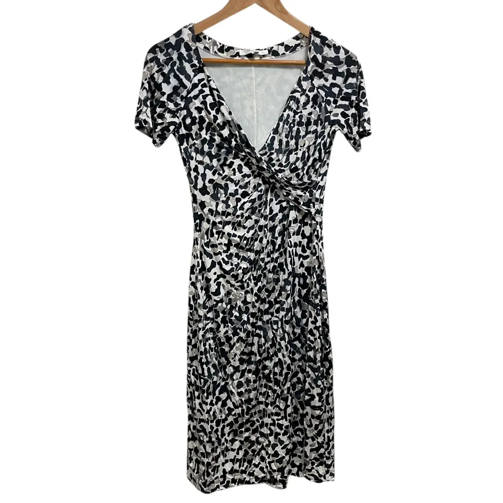 Max Mara マックスマーラ 総柄 半袖 ひざ丈 タイト カシュクールワンピース 42 マルチカラー