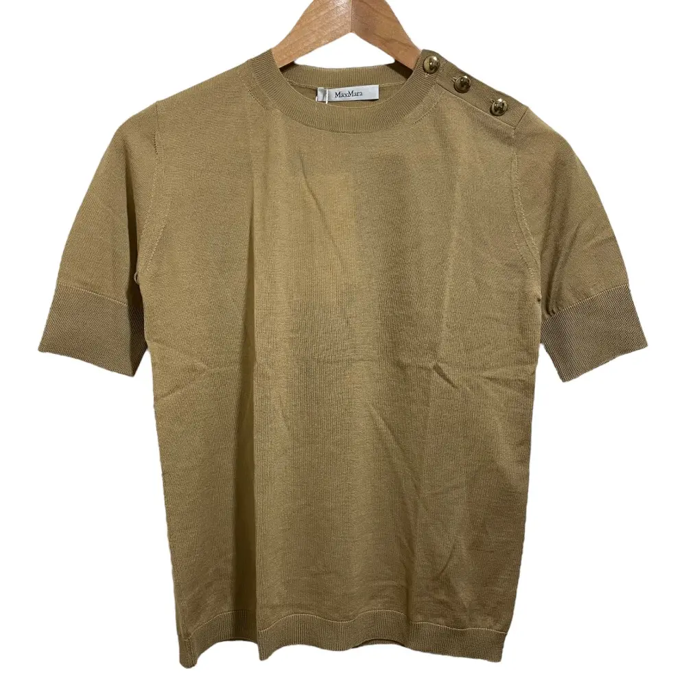 Max Mara マックスマーラ ショルダーボタン 半袖 クルーネック ニット セーター カットソー XS ブラウン